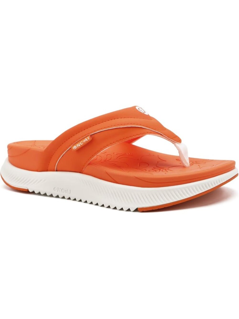 Women's Orange White Orthotic Cushion Flip Flops Recovery Walking Sandals Casual